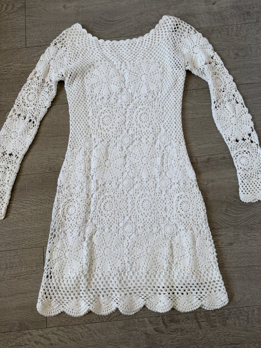 Boston Proper White Long Sleeve Crochet Lace Mini Dress Size XXS - Picture 8 of 12